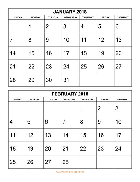 2018 Vertical Calendar Printable